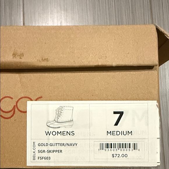 Sugar Gold Glitter and navy Duck Boots Size 7 - Picture 9 of 12